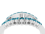 White gold Round Blue Topaz Chevron Contour Band with Prong Setting_10