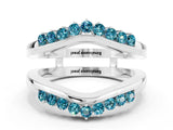 White gold Round Blue Topaz Chevron Contour Band with Prong Setting_6