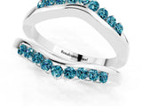 White gold Round Blue Topaz Chevron Contour Band with Prong Setting_7