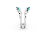 White gold Round Blue Topaz Chevron Contour Band with Prong Setting_8