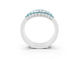 White gold Round Blue Topaz Chevron Contour Band with Prong Setting_9