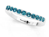 White gold Round Blue Topaz Curved Wedding Band with Channel Setting_7