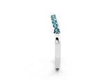 White gold Round Blue Topaz Curved Wedding Band with Channel Setting_8