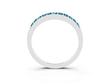 White gold Round Blue Topaz Curved Wedding Band with Channel Setting_9