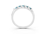 White gold Round Blue Topaz Eternity Band with Twist Prong Setting_21