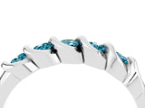 White gold Round Blue Topaz Eternity Band with Twist Prong Setting_22