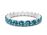White gold Round Blue Topaz Eternity Band with U-Prong Setting_30