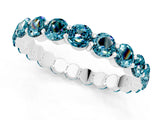 White gold Round Blue Topaz Eternity Band with U-Prong Setting_31