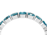 White gold Round Blue Topaz Eternity Band with U-Prong Setting_34