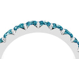 White gold Round Blue Topaz Half Eternity Band with Classic Prong Setting_10