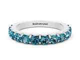 White gold Round Blue Topaz Half Eternity Band with Classic Prong Setting_6