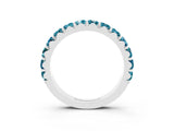 White gold Round Blue Topaz Half Eternity Band with Classic Prong Setting_9