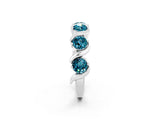 White gold Round Blue Topaz Half Eternity Band with Wave Prong Setting_8