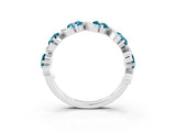 White gold Round Blue Topaz Half Eternity Band with Wave Prong Setting_9