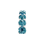 Silver Round Blue Topaz Half Eternity Band with Prong Setting