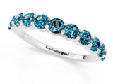 Silver Round Blue Topaz Half Eternity Band with Prong Setting