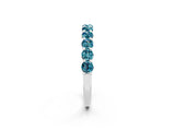 Silver Round Blue Topaz Half Eternity Band with Prong Setting