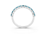 Silver Round Blue Topaz Half Eternity Band with Prong Setting