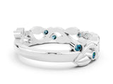 White gold Round Blue Topaz Leaf Eternity Band with Bezel Setting_36