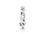 White gold Round Blue Topaz Leaf Eternity Band with Bezel Setting_38
