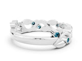 White gold Round Blue Topaz Leaf Eternity Band with Bezel Setting_42