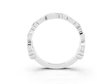 White gold Round Blue Topaz Leaf Eternity Band with Bezel Setting_45