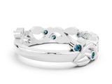 White gold Round Blue Topaz Leaf Eternity Band with Bezel Setting_78
