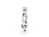 White gold Round Blue Topaz Leaf Eternity Band with Bezel Setting_80