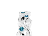 White gold Round Blue Topaz Leaf Eternity Band with Bezel Setting_83