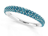 White gold Round Blue Topaz Pavé Eternity Band with Shared Prong Setting_7