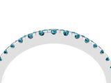 White gold Round Blue Topaz Pavé Half Eternity Band with Shared Prong Setting_10
