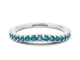 White gold Round Blue Topaz Pavé Set Curved Wedding Band_10