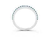 White gold Round Blue Topaz Pavé Set Curved Wedding Band_13