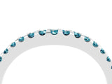White gold Round Blue Topaz Pavé Set Curved Wedding Band_14