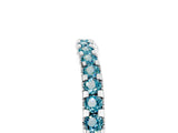 White gold Round Blue Topaz Pavé Set Curved Wedding Band_15