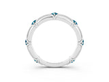 White gold Round Blue Topaz Prong Set Milgrain Eternity Band_21