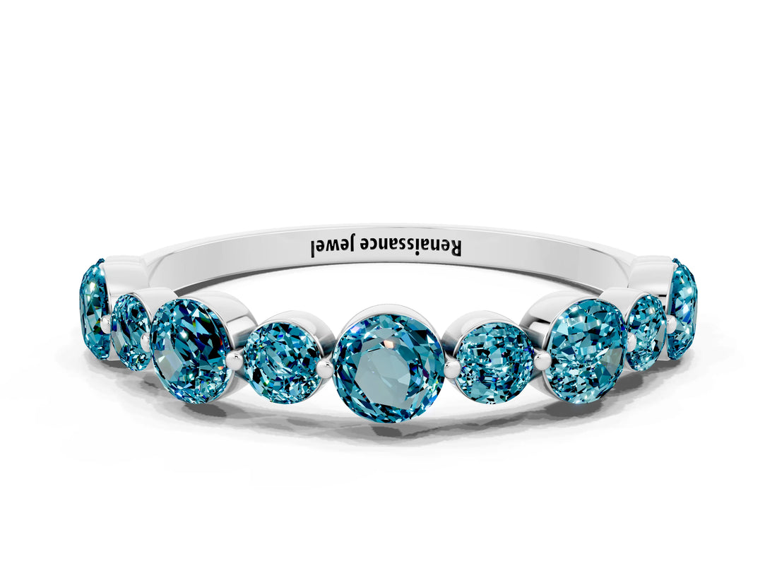 White gold Round Blue Topaz Scalloped Prong Set Eternity Band_18