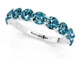 White gold Round Blue Topaz Shared Prong Eternity Band_7