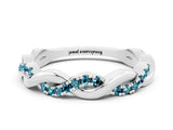White gold Round Blue Topaz Twist Eternity Band with Pavé Setting_6
