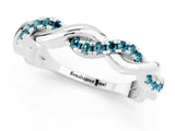 White gold Round Blue Topaz Twist Eternity Band with Pavé Setting_7