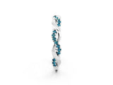 White gold Round Blue Topaz Twist Eternity Band with Pavé Setting_8