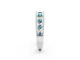 White gold Round Blue Topaz Twist Milgrain Band with Bezel Setting_2