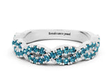 White gold Round Blue Topaz Twisted Eternity Band with Pavé and Shared Prong Setting_30