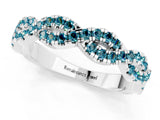 White gold Round Blue Topaz Twisted Eternity Band with Pavé and Shared Prong Setting_31