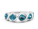 White gold Round Blue Topaz Wave Band with Channel Setting and Shared Prongs_6
