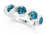 White gold Round Blue Topaz Wave Band with Channel Setting and Shared Prongs_7