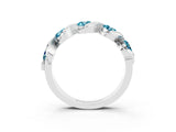 White gold Round Blue Topaz Wave Band with Channel Setting and Shared Prongs_9