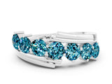 White gold Round Blue Topaz Wave Band with Channel and Shared Prong Setting_18