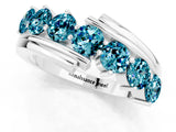 White gold Round Blue Topaz Wave Band with Channel and Shared Prong Setting_19