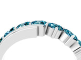 White gold Round Blue Topaz Wave Band with Channel and Shared Prong Setting_22